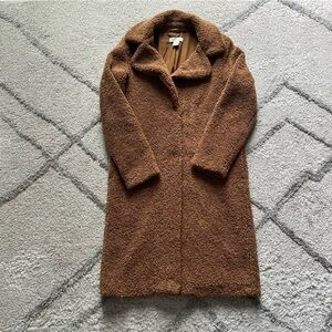 Rachel Zoe teddy coat long line brown XS